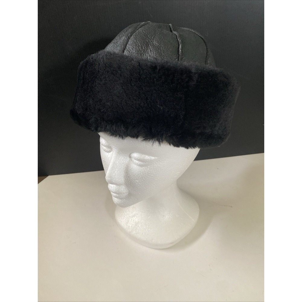 Fur Lined Sheep Skin Women's Winter Hat. Size 58 (Small)